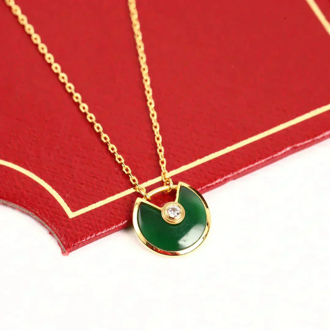 [Topon]AMULETTE GOLD MALACHITE NECKLACE