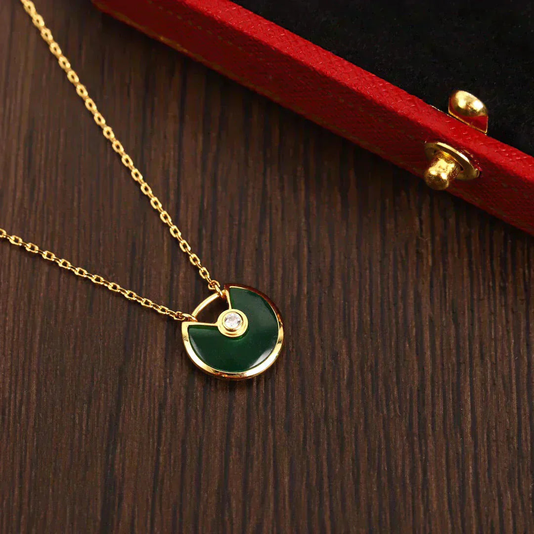 [Topon Jewelry]AMULETTE GOLD MALACHITE NECKLACE