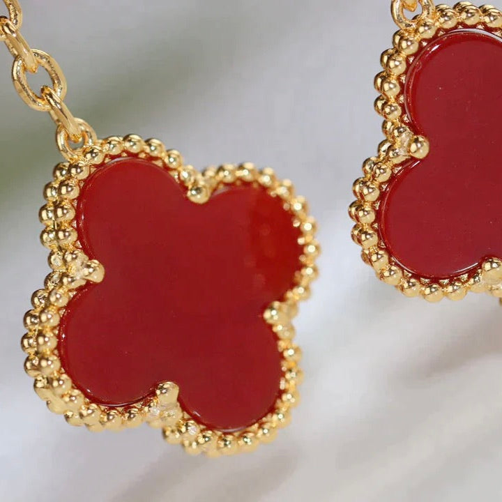 [Topon Jewelry]CLOVER  2 MOTIF  TIGER EYE CARNELIAN EARRINGS