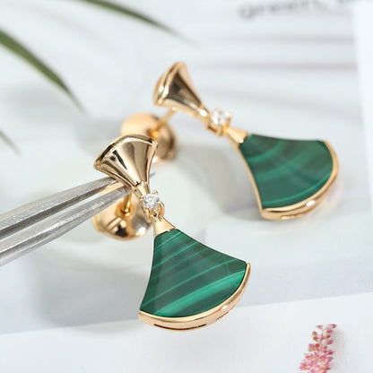 [Topon Jewelry]DREAM MALACHITE PINK GOLD EARRINGS