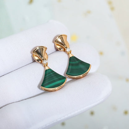 [Topon Jewelry]DREAM MALACHITE PINK GOLD EARRINGS