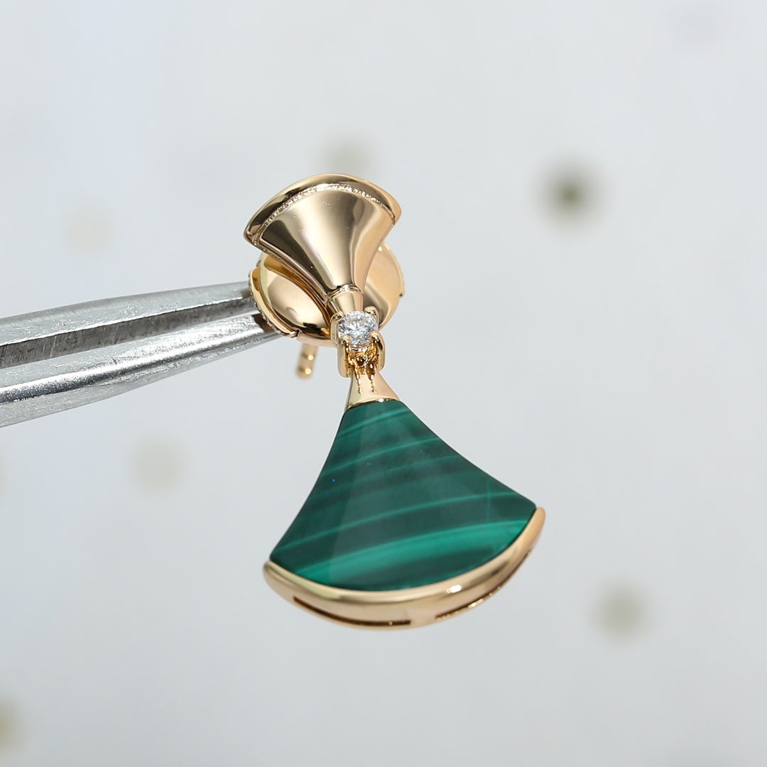 [Topon Jewelry]DREAM MALACHITE PINK GOLD EARRINGS