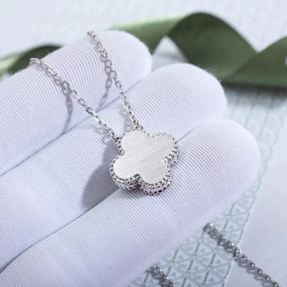 [Topon Jewelry]CLOVER  15MM DIAMOND LASER NECKLACE SILVER