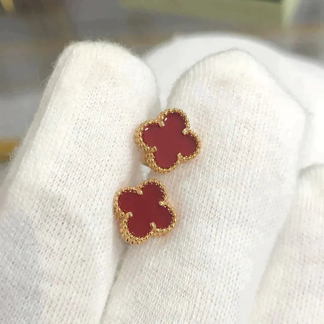 [Topon Jewelry]CLOVER MINI 9.5MM CARNELIAN EARRINGS