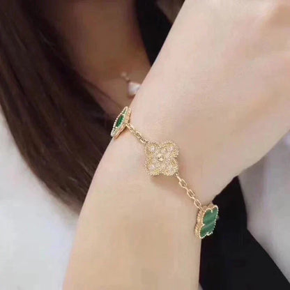 [Topon Jewelry]CLOVER  5 MOTIF MALACHITE DIAMOND BRACELET