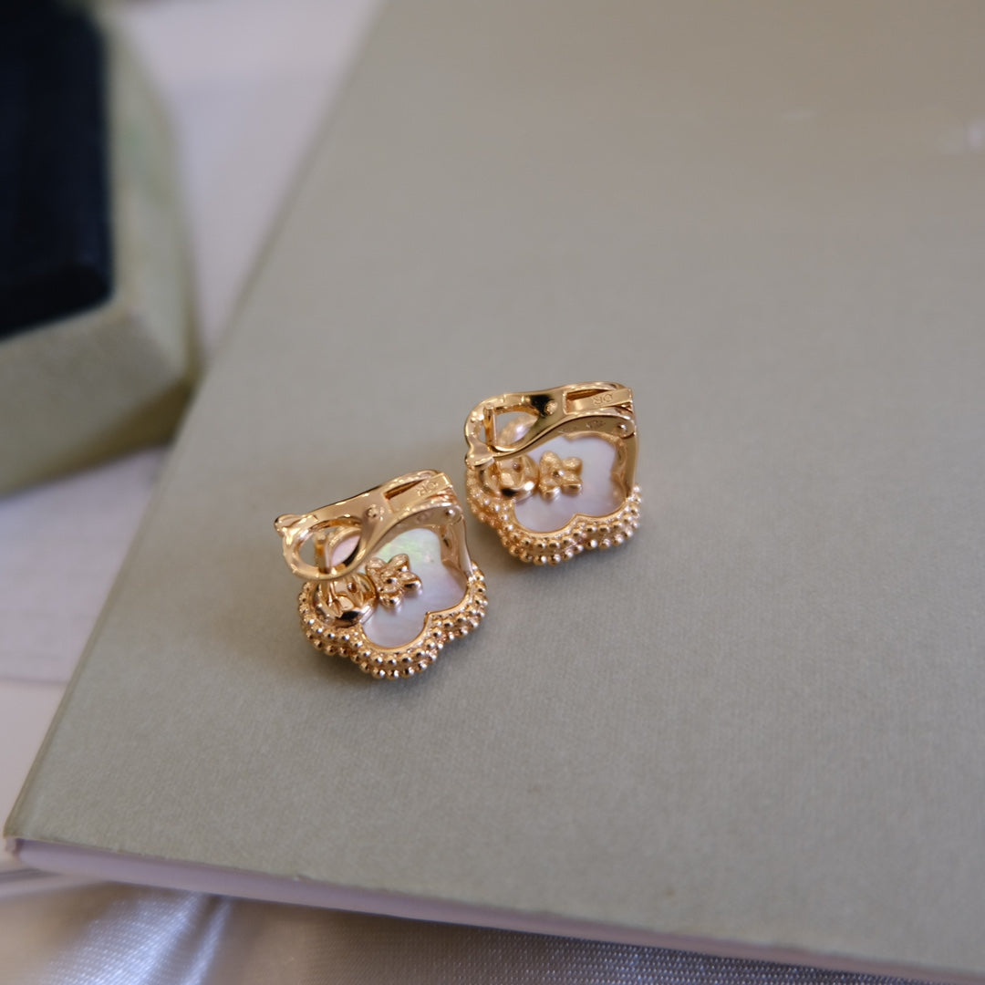 [Topon Jewelry]LUCKY PINK GOLD WHITE MOP EARRINGS