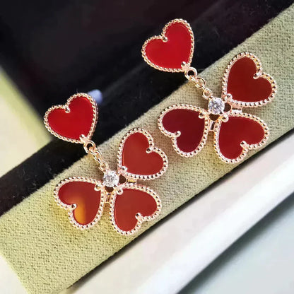 [Topon]SWEET CLOVER CARNELIAN EARRINGS