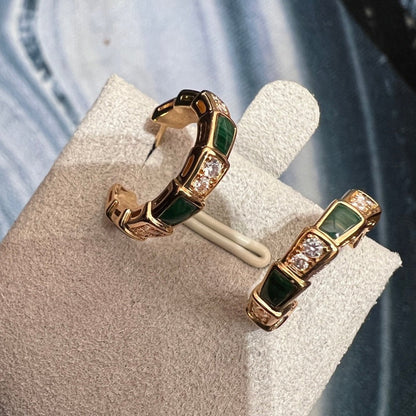 [Topon Jewelry]SERPENTI MALACHITE PINK GOLD EARRINGS