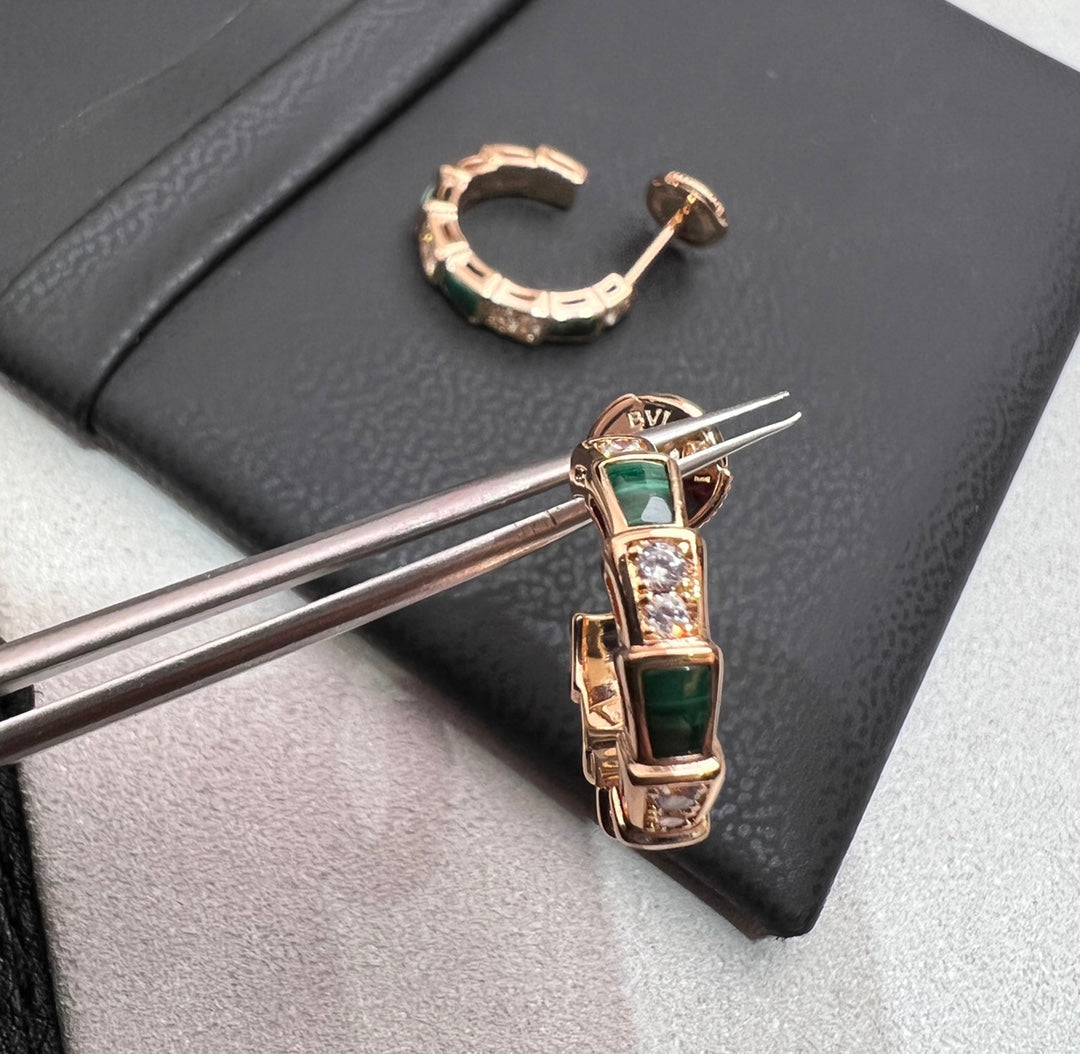 [Topon Jewelry]SERPENTI MALACHITE PINK GOLD EARRINGS