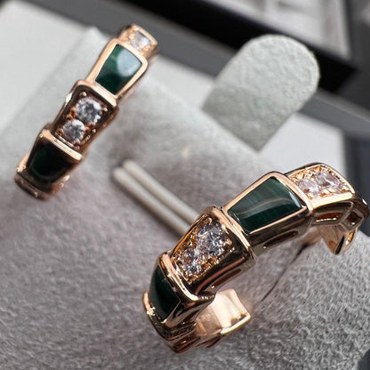 [Topon Jewelry]SERPENTI MALACHITE PINK GOLD EARRINGS