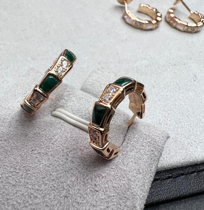 [Topon Jewelry]SERPENTI MALACHITE PINK GOLD EARRINGS