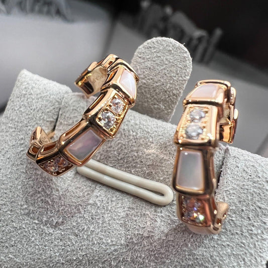 [Topon Jewelry]SERPENTI MOP PINK GOLD EARRINGS