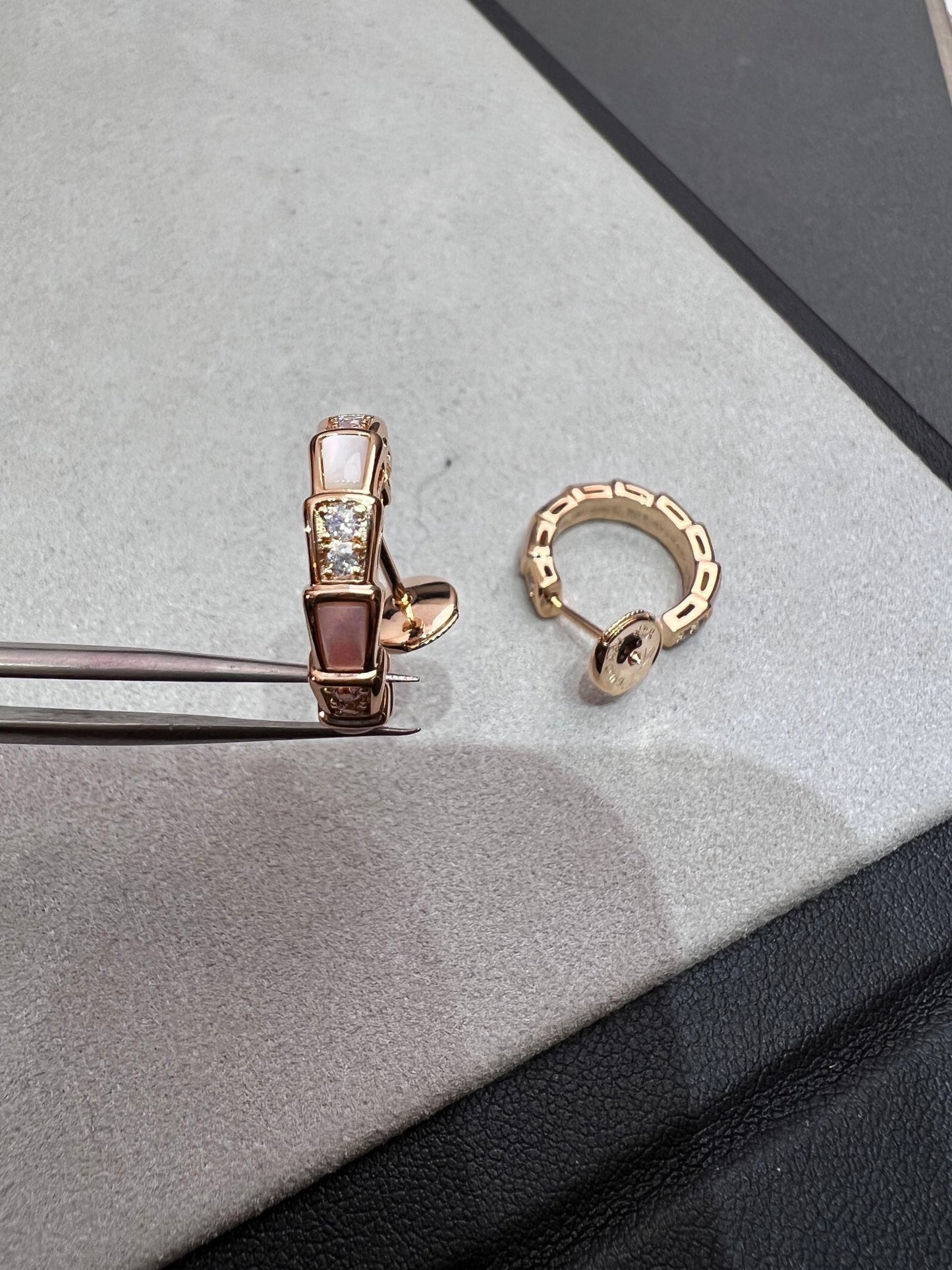 [Topon Jewelry]SERPENTI MOP PINK GOLD EARRINGS