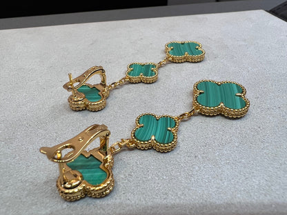 [Topon Jewelry]CLOVER MALACHITE 3 MOTIFS GOLD