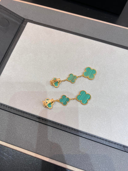 [Topon Jewelry]CLOVER MALACHITE 3 MOTIFS GOLD