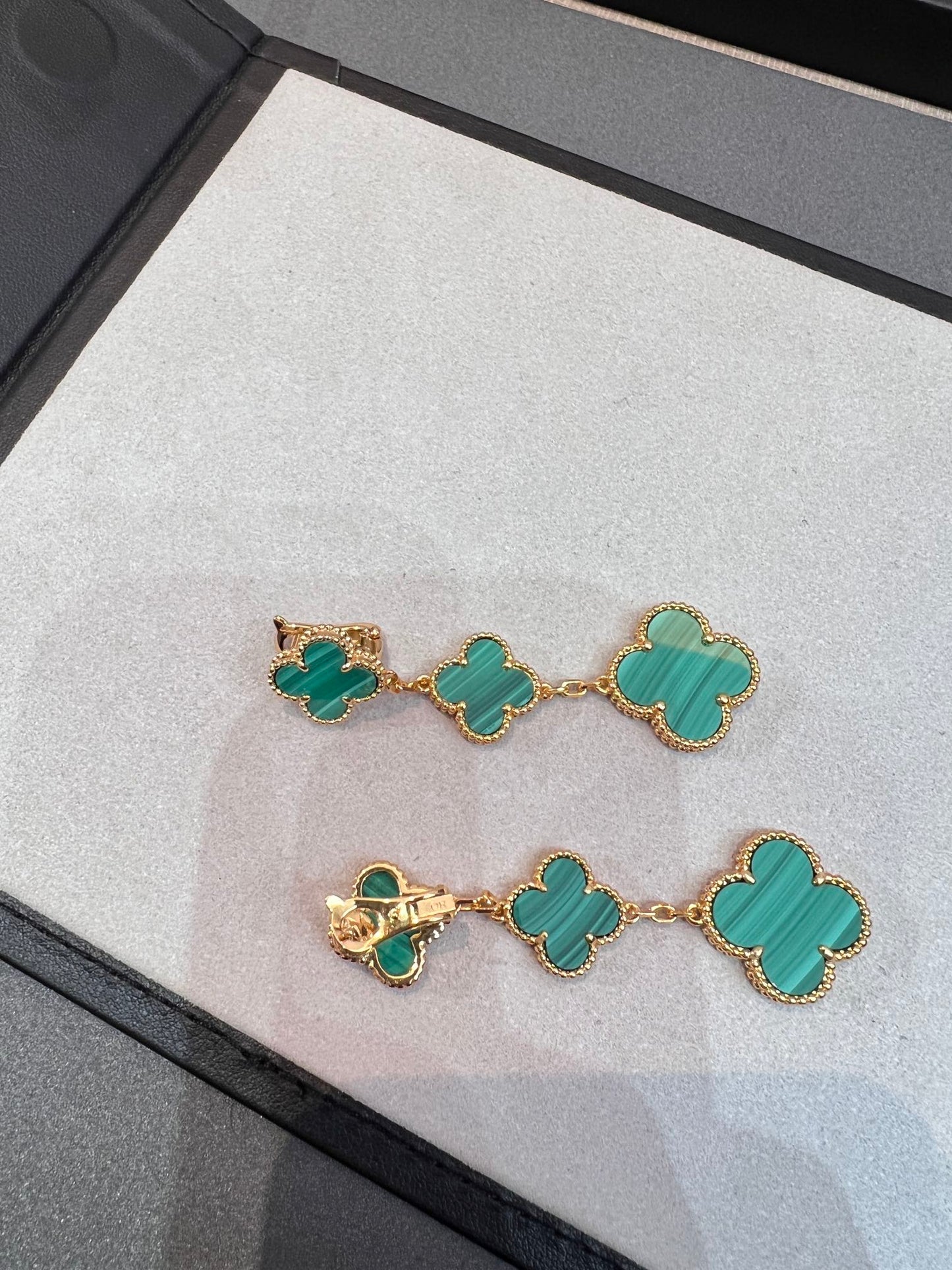 [Topon Jewelry]CLOVER MALACHITE 3 MOTIFS GOLD