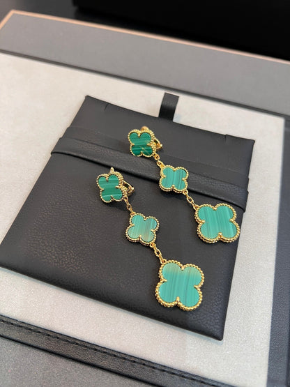 [Topon Jewelry]CLOVER MALACHITE 3 MOTIFS GOLD