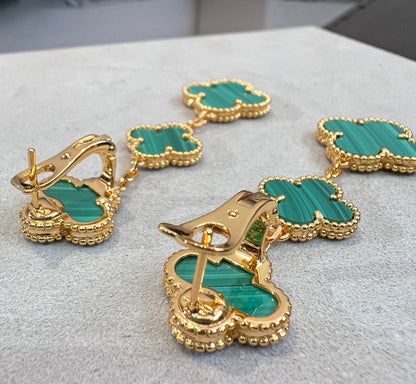 [Topon Jewelry]CLOVER MALACHITE 3 MOTIFS GOLD