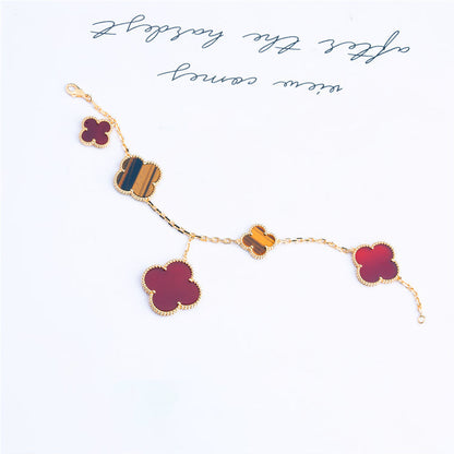 [Topon Jewelry]CLOVER BRACELET 5 MOTIFS CARNELIAN TIGER EYE