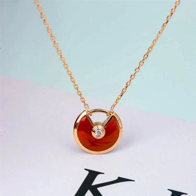 [Topon Jewelry]AMULETTE GOLD CARNELIAN ONYX NECKLACE