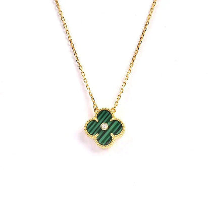 [Topon Jewelry]CLOVER 15MM DIAMOND TURQUOISE NECKLACE