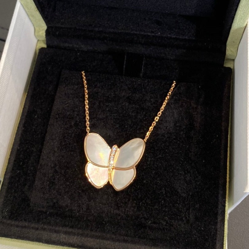 [Topon Jewelry]BUTTERFLY GOLD MOP DIAMOND NECKLACE