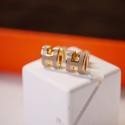 [Topon]MINI POP H GOLD EARRINGS GREY