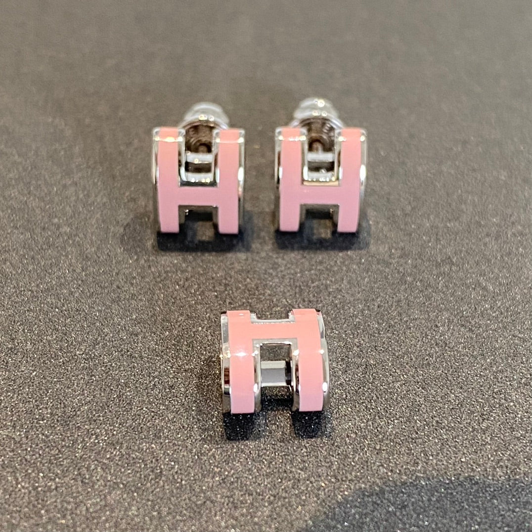 [Topon]MINI POP H SILVER EARRINGS PINK