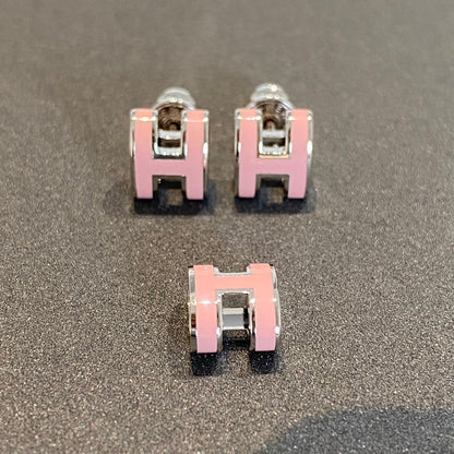 [Topon Jewelry]MINI POP H SILVER EARRINGS PINK