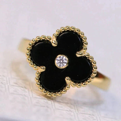 [Topon Jewelry]CLOVER ONYX RING GOLD DIAMOND