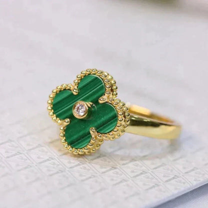 [Topon Jewelry]CLOVER MALACHITE RING GOLD DIAMOND