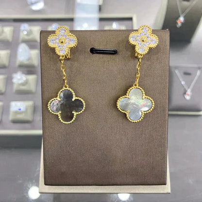 [Topon Jewelry]CLOVER  2 MOTIFS  DIAMOND  EARRINGS (MULTIPLE CHOICESç´