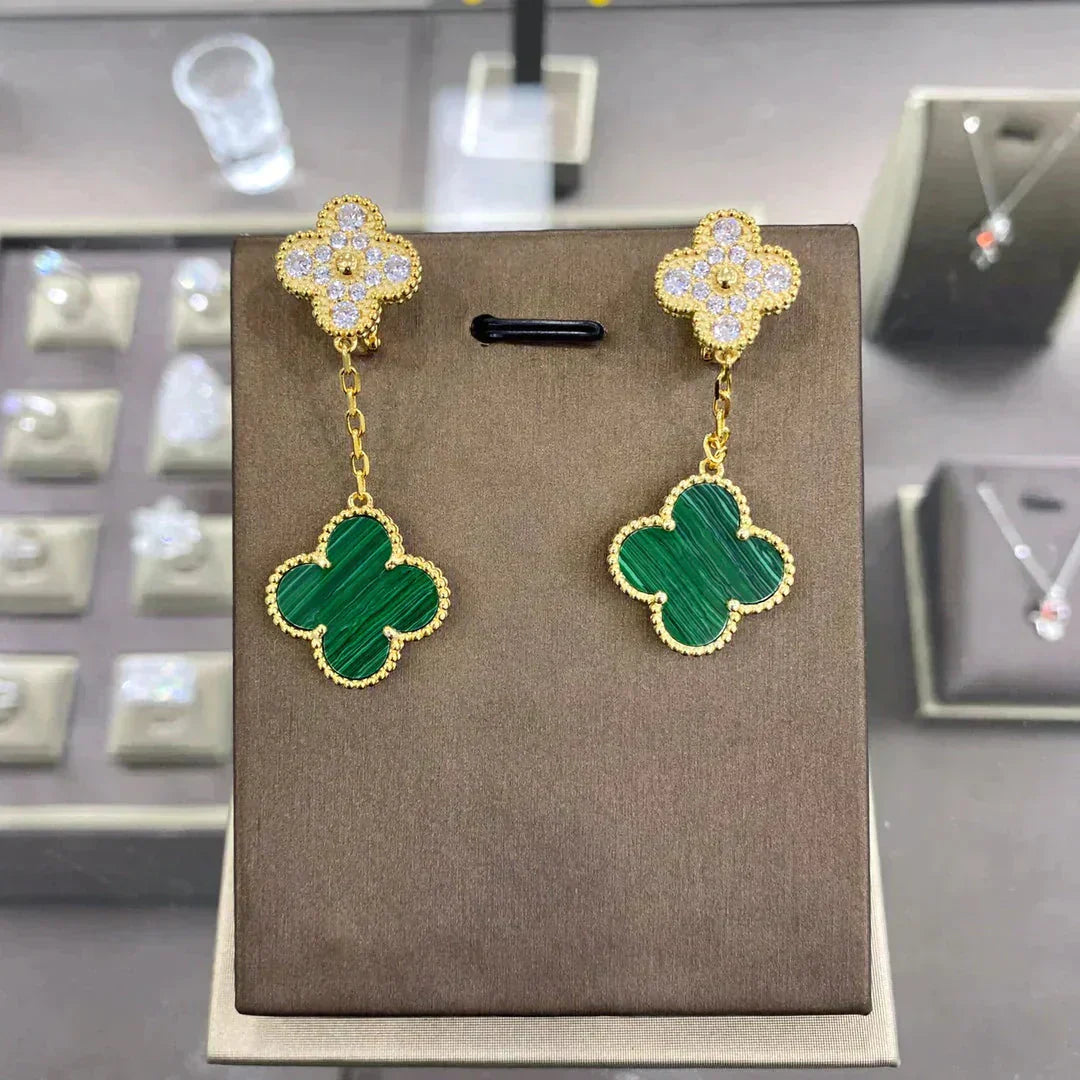 [Topon Jewelry]CLOVER  2 MOTIFS  DIAMOND  EARRINGS (MULTIPLE CHOICESç´