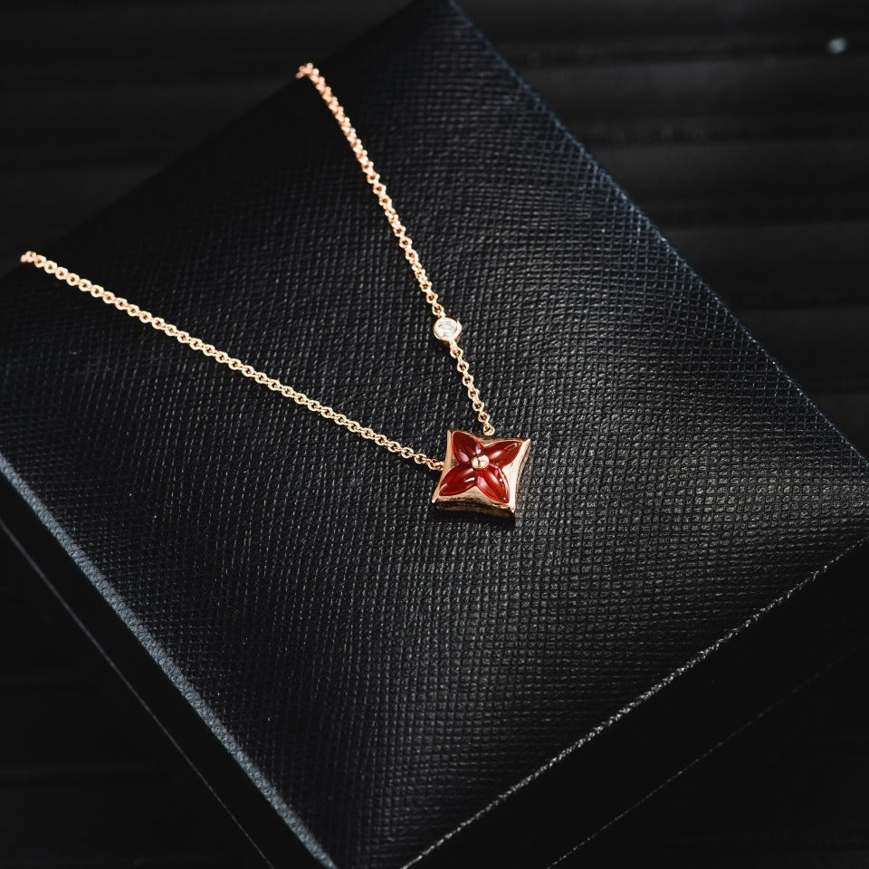 [Topon Jewelry]STAR NECKLACE PINK GOLD 1 DIAMOND