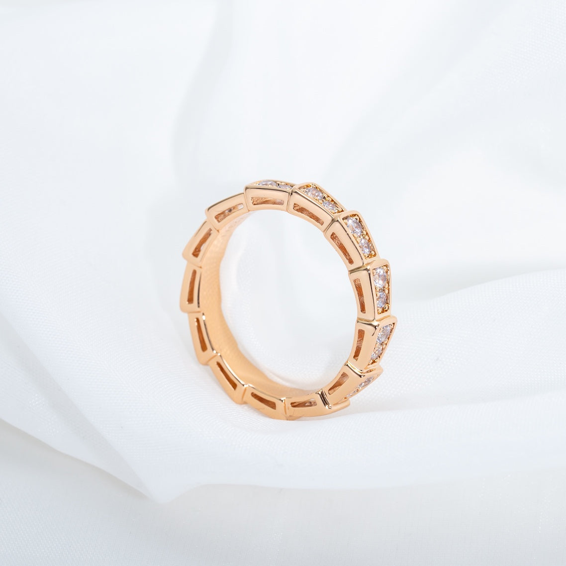 [Topon Jewelry]SERPENTI RING PINK GOLD DIAMOND PAVED 3MM