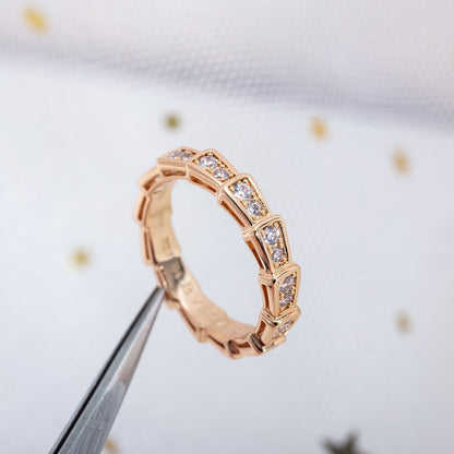 [Topon Jewelry]SERPENTI RING PINK GOLD DIAMOND PAVED 3MM