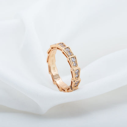 [Topon Jewelry]SERPENTI RING PINK GOLD DIAMOND PAVED 3MM