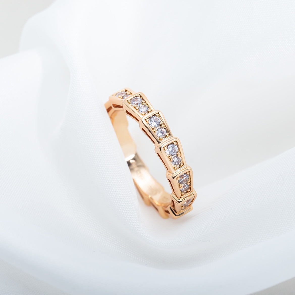 [Topon Jewelry]SERPENTI RING PINK GOLD DIAMOND PAVED 3MM