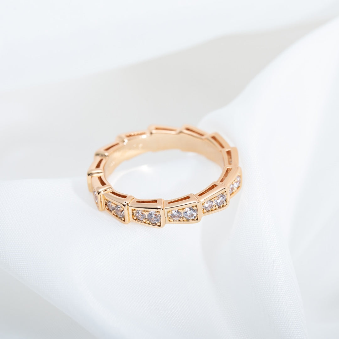 [Topon Jewelry]SERPENTI RING PINK GOLD DIAMOND PAVED 3MM