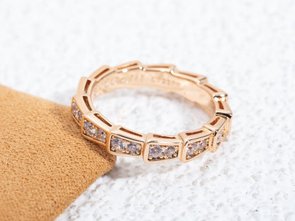 [Topon Jewelry]SERPENTI RING PINK GOLD DIAMOND PAVED 3MM