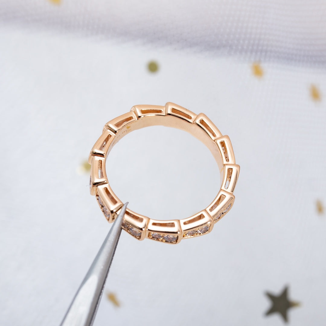 [Topon Jewelry]SERPENTI RING PINK GOLD DIAMOND PAVED 3MM