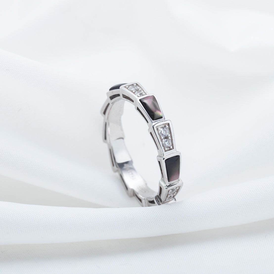 [Topon Jewelry]SERPENTI RING SILVER  DIAMOND BLACK MOP 3MM