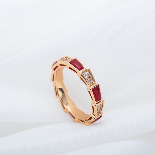 [Topon Jewelry]SERPENTI RING PINK GOLD CARNELIAN DIAMOND 3MM