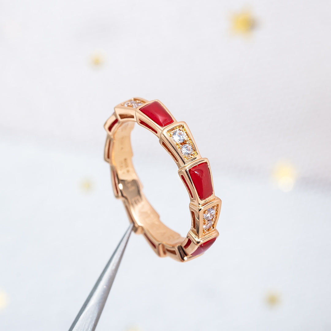 [Topon Jewelry]SERPENTI RING PINK GOLD CARNELIAN DIAMOND 3MM