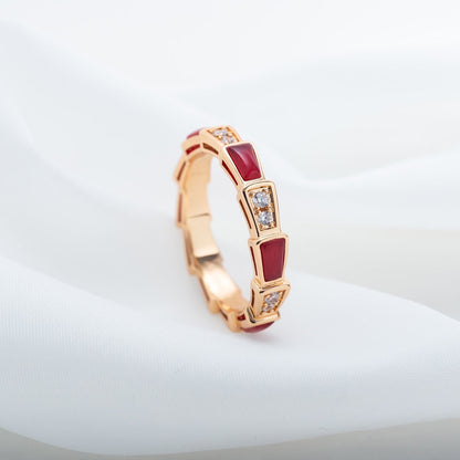 [Topon Jewelry]SERPENTI RING PINK GOLD CARNELIAN DIAMOND 3MM