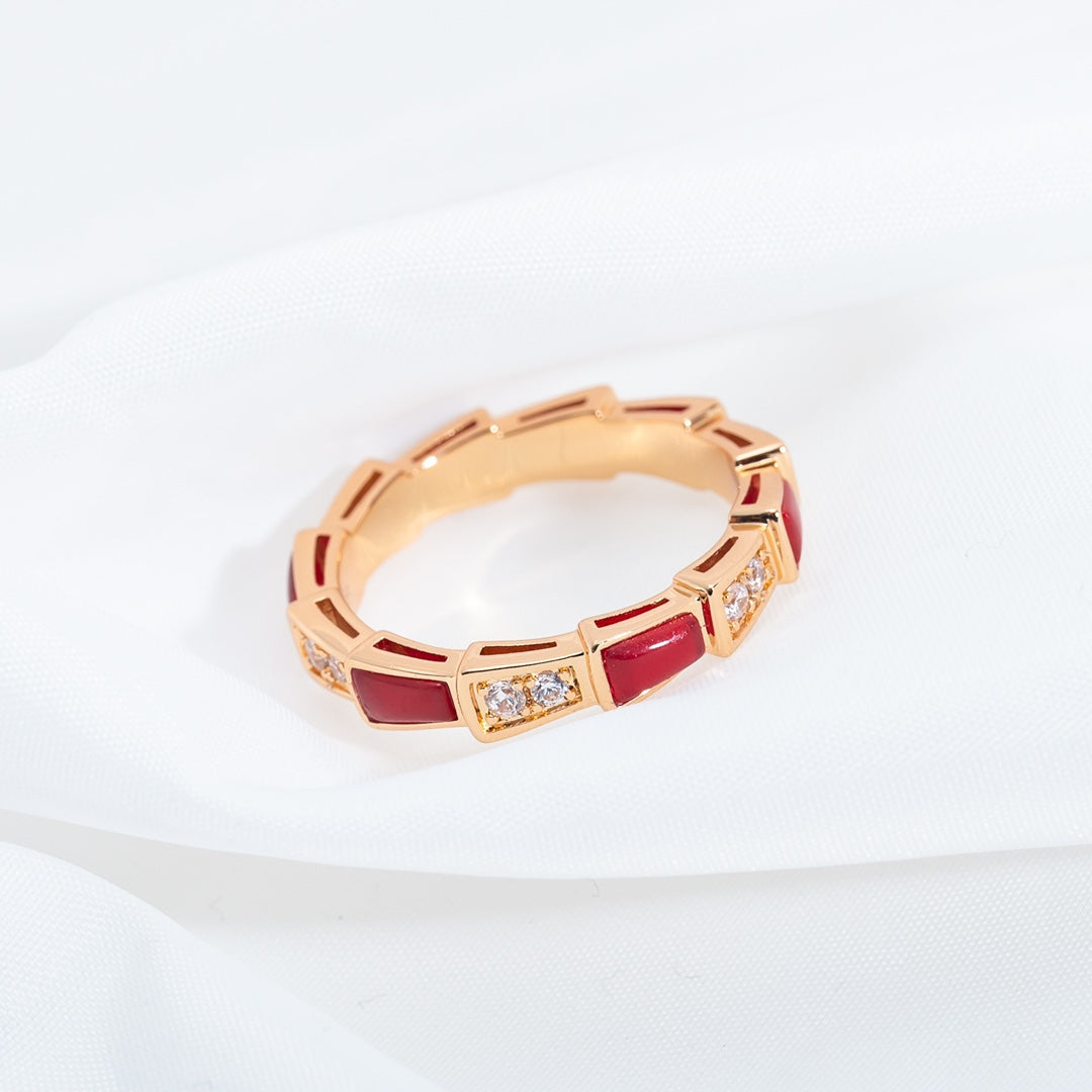 [Topon Jewelry]SERPENTI RING PINK GOLD CARNELIAN DIAMOND 3MM