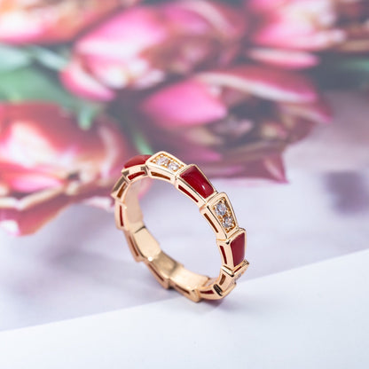 [Topon Jewelry]SERPENTI RING PINK GOLD CARNELIAN DIAMOND 3MM