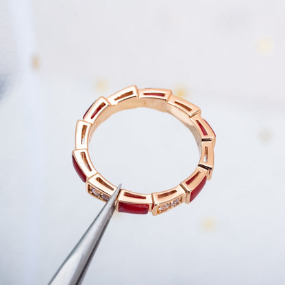 [Topon Jewelry]SERPENTI RING PINK GOLD CARNELIAN DIAMOND 3MM