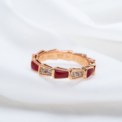 [Topon Jewelry]SERPENTI RING PINK GOLD CARNELIAN DIAMOND 3MM