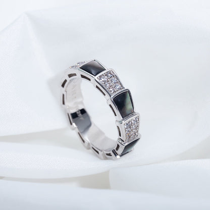 [Topon Jewelry]SERPENTI RING SILVER DIAMOND BLACK MOP 4MM